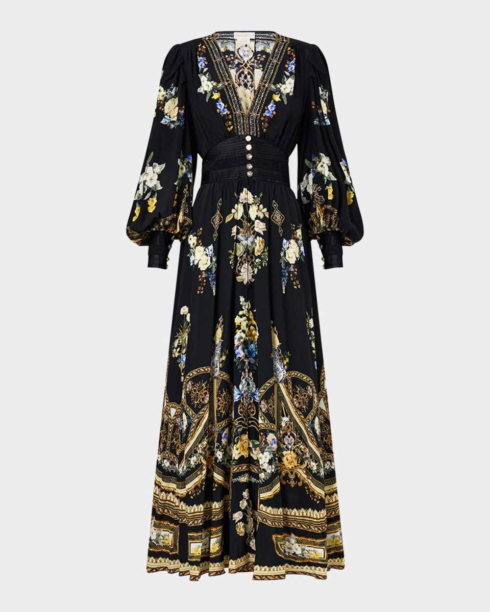 Ottoman Elegance Shaped Waistband Maxi Dress